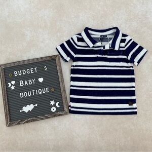 New Janie and Jack Navy and White Striped Terry Polo